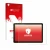 Parte frontal de un envase de producto con el logotipo de la marca upscreen. Al lado se muestra el dispositivo VALE Tablet V10