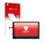 Parte frontal de un envase de producto con el logotipo de la marca upscreen. Al lado se muestra el dispositivo Waveshare 4.3" 