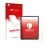 Parte frontal de un envase de producto con el logotipo de la marca upscreen. Al lado se muestra el dispositivo Apple iPad Pro 