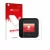 Parte frontal de un envase de producto con el logotipo de la marca upscreen. Al lado se muestra el dispositivo Netgear Nightha