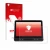 Parte frontal de un envase de producto con el logotipo de la marca upscreen. Al lado se muestra el dispositivo Tobii Dynavox T