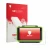 Parte frontal de un envase de producto con el logotipo de la marca upscreen. Al lado se muestra el dispositivo Zebra WT6400 co