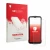 Parte frontal de un envase de producto con el logotipo de la marca upscreen. Al lado se muestra el dispositivo Doogee Fire 7 U