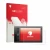 Parte frontal de un envase de producto con el logotipo de la marca upscreen. Al lado se muestra el dispositivo Ugee M708 con s