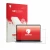Parte frontal de un envase de producto con el logotipo de la marca upscreen. Al lado se muestra el dispositivo Dell 14S DS1426