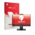 Parte frontal de un envase de producto con el logotipo de la marca upscreen. Al lado se muestra el dispositivo Lenovo ThinkCen