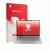 Parte frontal de un envase de producto con el logotipo de la marca upscreen. Al lado se muestra el dispositivo Lenovo ThinkBoo