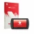 Parte frontal de un envase de producto con el logotipo de la marca upscreen. Al lado se muestra el dispositivo Zebra ET1 con s