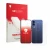 Parte frontal de un envase de producto con el logotipo de la marca upscreen. Al lado se muestra el dispositivo Vivo V70 FE (Fr