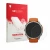 Parte frontal de un envase de producto con el logotipo de la marca upscreen. Al lado se muestra el dispositivo Garmin Fenix 9 