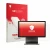 Parte frontal de un envase de producto con el logotipo de la marca upscreen. Al lado se muestra el dispositivo Sunmi T3 con su