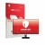Parte frontal de un envase de producto con el logotipo de la marca upscreen. Al lado se muestra el dispositivo Philips 24E1N11