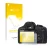 Parte frontal de un envase de producto con el logotipo de la marca upscreen. Al lado se muestra el dispositivo Canon EOS 450D 