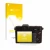 Parte frontal de un envase de producto con el logotipo de la marca upscreen. Al lado se muestra el dispositivo Nikon 1 V1 con 