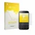 Parte frontal de un envase de producto con el logotipo de la marca upscreen. Al lado se muestra el dispositivo Blackberry Clas