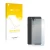 Parte frontal de un envase de producto con el logotipo de la marca upscreen. Al lado se muestra el dispositivo Siswoo C50 Long