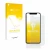 Parte frontal de un envase de producto con el logotipo de la marca upscreen. Al lado se muestra el dispositivo Apple iPhone X 
