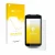 Parte frontal de un envase de producto con el logotipo de la marca upscreen. Al lado se muestra el dispositivo Zebra TC56 con 