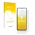 Parte frontal de un envase de producto con el logotipo de la marca upscreen. Al lado se muestra el dispositivo Samsung Galaxy 
