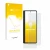 Parte frontal de un envase de producto con el logotipo de la marca upscreen. Al lado se muestra el dispositivo Samsung Galaxy 