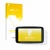 Parte frontal de un envase de producto con el logotipo de la marca upscreen. Al lado se muestra el dispositivo TomTom GO Disco