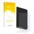 Parte frontal de un envase de producto con el logotipo de la marca upscreen. Al lado se muestra el dispositivo Ledger Stax cry