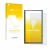 Parte frontal de un envase de producto con el logotipo de la marca upscreen. Al lado se muestra el dispositivo Sony Walkman NW