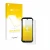 Parte frontal de un envase de producto con el logotipo de la marca upscreen. Al lado se muestra el dispositivo Doogee S110 con