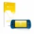 Parte frontal de un envase de producto con el logotipo de la marca upscreen. Al lado se muestra el dispositivo Powkiddy X55 co