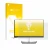 Parte frontal de un envase de producto con el logotipo de la marca upscreen. Al lado se muestra el dispositivo Dell P2424HT co