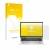 Parte frontal de un envase de producto con el logotipo de la marca upscreen. Al lado se muestra el dispositivo HP EliteBook 84