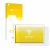 Parte frontal de un envase de producto con el logotipo de la marca upscreen. Al lado se muestra el dispositivo Facetel Q3 con 
