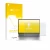 Parte frontal de un envase de producto con el logotipo de la marca upscreen. Al lado se muestra el dispositivo HP ProBook 460 