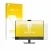 Parte frontal de un envase de producto con el logotipo de la marca upscreen. Al lado se muestra el dispositivo Dell OptiPlex 7