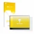 Parte frontal de un envase de producto con el logotipo de la marca upscreen. Al lado se muestra el dispositivo Lenovo ThinkVis