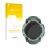 Parte frontal de un envase de producto con el logotipo de la marca upscreen. Al lado se muestra el dispositivo Garmin Instinct