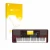 Parte frontal de un envase de producto con el logotipo de la marca upscreen. Al lado se muestra el dispositivo KORG Pa700 con 