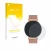 Parte frontal de un envase de producto con el logotipo de la marca upscreen. Al lado se muestra el dispositivo Levowatch Eve 1