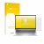 Parte frontal de un envase de producto con el logotipo de la marca upscreen. Al lado se muestra el dispositivo HP ProBook 4 G1
