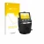 Parte frontal de un envase de producto con el logotipo de la marca upscreen. Al lado se muestra el dispositivo Kodak SCANZA co