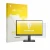 Parte frontal de un envase de producto con el logotipo de la marca upscreen. Al lado se muestra el dispositivo Dell 22 SE2225H
