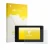 Parte frontal de un envase de producto con el logotipo de la marca upscreen. Al lado se muestra el dispositivo Luocute S966 co