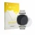 Parte frontal de un envase de producto con el logotipo de la marca upscreen. Al lado se muestra el dispositivo Huawei Watch Bu