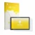 Parte frontal de un envase de producto con el logotipo de la marca upscreen. Al lado se muestra el dispositivo Awow Aibook 11 