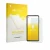 Parte frontal de un envase de producto con el logotipo de la marca upscreen. Al lado se muestra el dispositivo Samsung Galaxy 