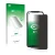 Parte frontal de un envase de producto con el logotipo de la marca upscreen. Al lado se muestra el dispositivo Oukitel WP7 con