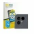 Parte frontal de un envase de producto con el logotipo de la marca BROTECT. Al lado se muestra el dispositivo Fairphone 4 (SÓL