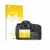 Parte frontal de un envase de producto con el logotipo de la marca upscreen. Al lado se muestra el dispositivo Canon EOS 7D co