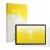 Parte frontal de un envase de producto con el logotipo de la marca upscreen. Al lado se muestra el dispositivo Acepad A172 con