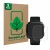 Parte frontal de un envase de producto con el logotipo de la marca ScreenLeaf. Al lado se muestra el dispositivo Fitbit Versa 